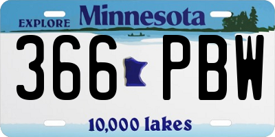 MN license plate 366PBW