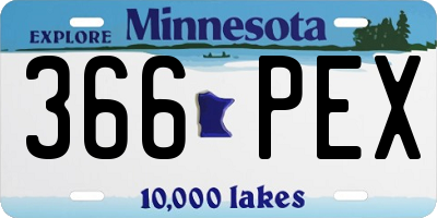 MN license plate 366PEX