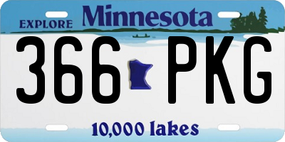 MN license plate 366PKG