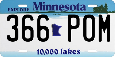 MN license plate 366POM