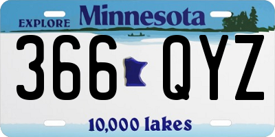 MN license plate 366QYZ