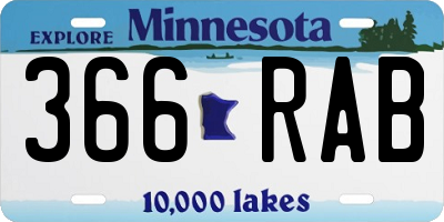 MN license plate 366RAB