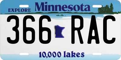 MN license plate 366RAC