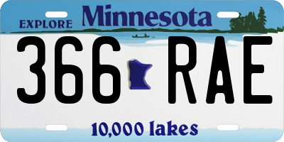 MN license plate 366RAE