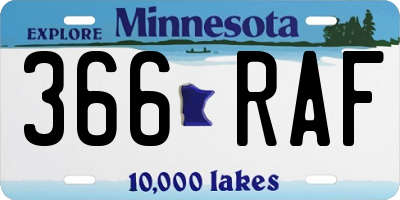 MN license plate 366RAF