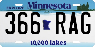 MN license plate 366RAG
