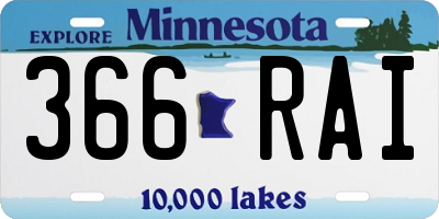 MN license plate 366RAI