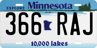 MN license plate 366RAJ