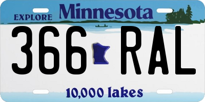 MN license plate 366RAL