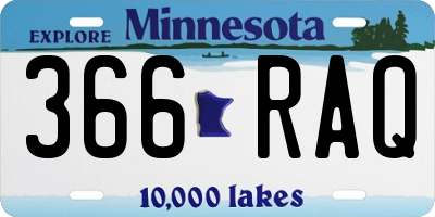 MN license plate 366RAQ