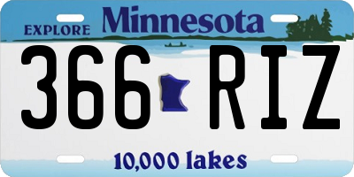 MN license plate 366RIZ