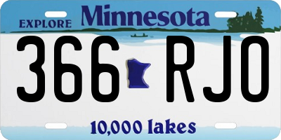 MN license plate 366RJO