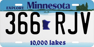 MN license plate 366RJV