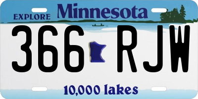 MN license plate 366RJW