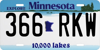 MN license plate 366RKW
