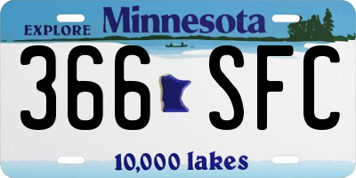 MN license plate 366SFC