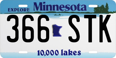 MN license plate 366STK
