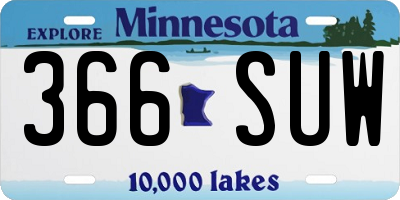 MN license plate 366SUW