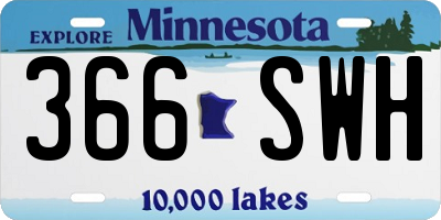 MN license plate 366SWH