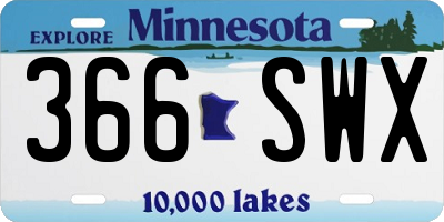 MN license plate 366SWX