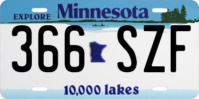 MN license plate 366SZF