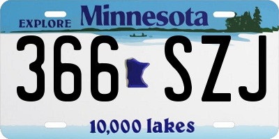 MN license plate 366SZJ