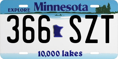 MN license plate 366SZT