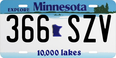 MN license plate 366SZV