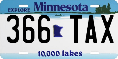 MN license plate 366TAX