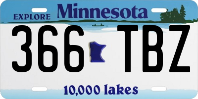 MN license plate 366TBZ