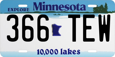 MN license plate 366TEW