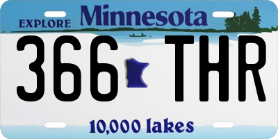 MN license plate 366THR