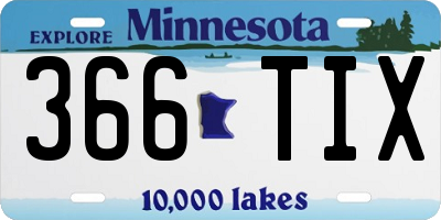 MN license plate 366TIX
