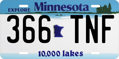 MN license plate 366TNF