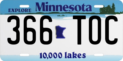 MN license plate 366TOC