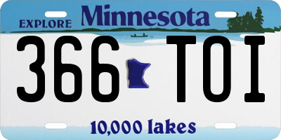 MN license plate 366TOI