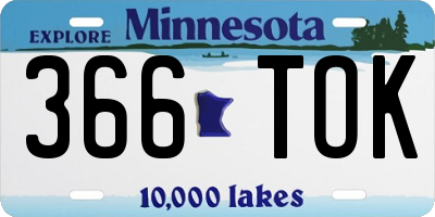 MN license plate 366TOK