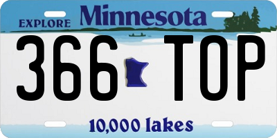 MN license plate 366TOP