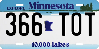 MN license plate 366TOT