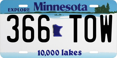 MN license plate 366TOW