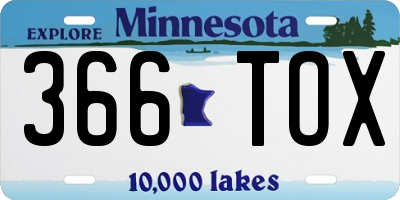 MN license plate 366TOX
