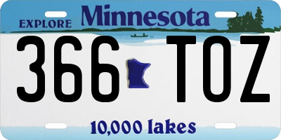 MN license plate 366TOZ