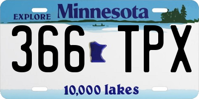 MN license plate 366TPX