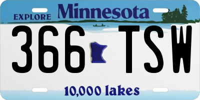 MN license plate 366TSW