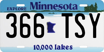 MN license plate 366TSY