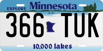 MN license plate 366TUK