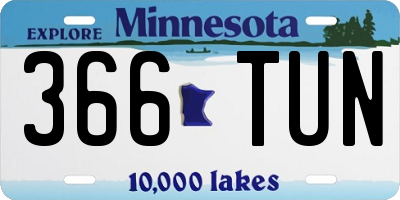 MN license plate 366TUN