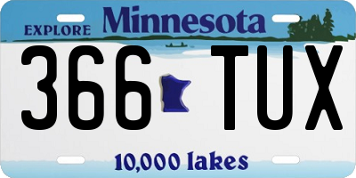 MN license plate 366TUX