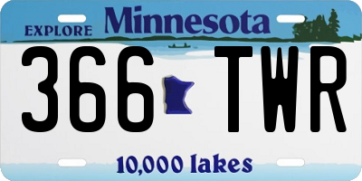 MN license plate 366TWR