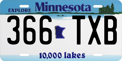 MN license plate 366TXB